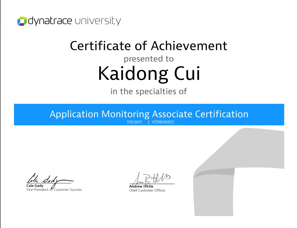 Dynatrace Application Monitoring Associate Certificate